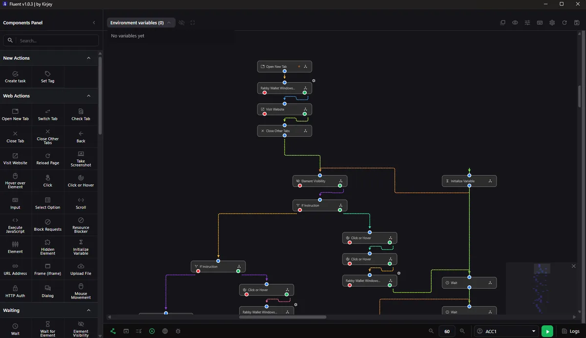 Visual automation editor in Afina