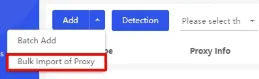 Batch Import of Proxy function in BitBrowser for uploading proxies from an Excel file