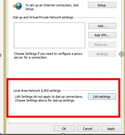 Manual proxy configuration section in Windows settings