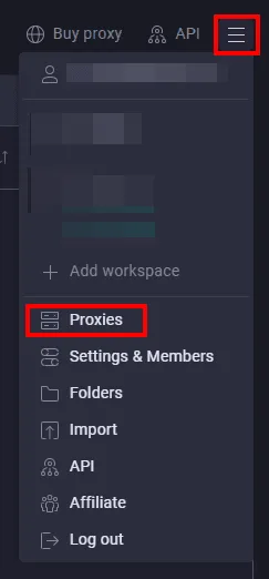 Раздел Proxies в меню GoLogin