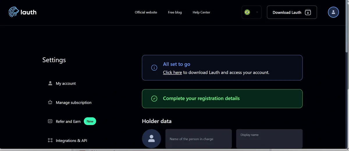 Lauth Browser download page with versions for different operating systems