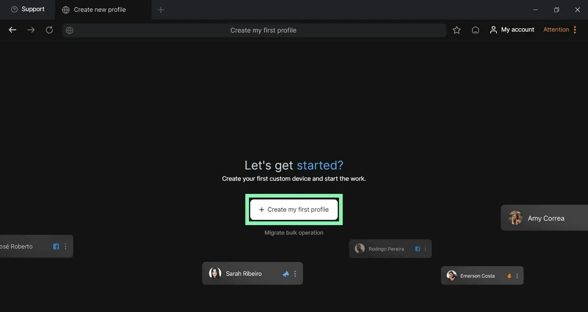 Creating the first profile in Lauth Browser