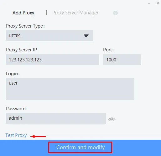 Успешная проверка Test Proxy в Migrant Bird Browser
