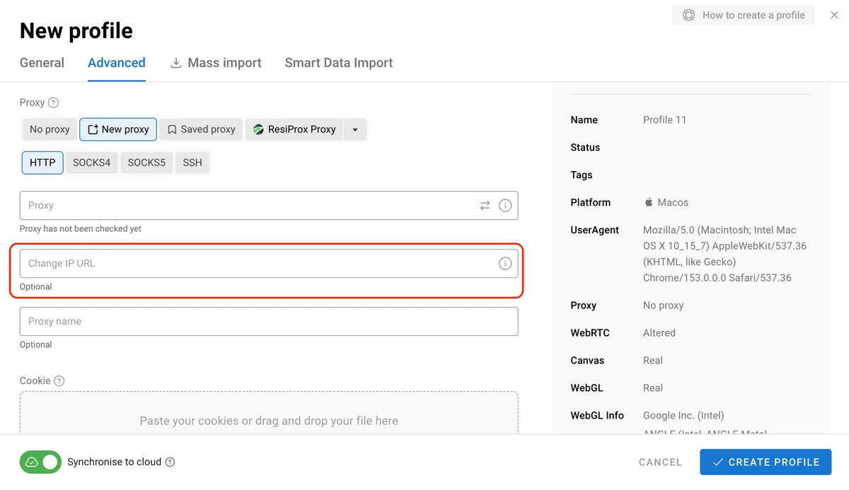 Setting up IP change by link for a proxy in Dolphin Anty