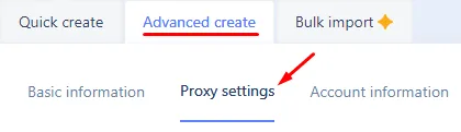 Advanced create mode in the MoreLogin profile creation window