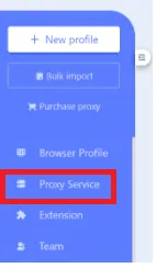 Proxy Service section in the MoreLogin left-hand menu