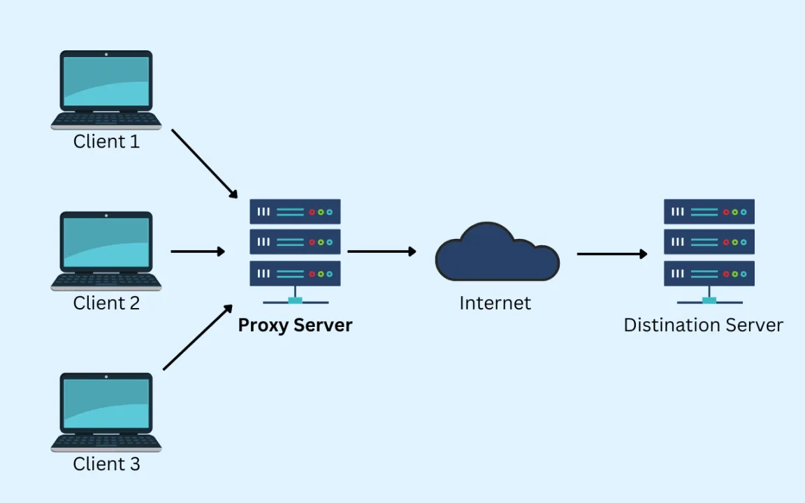 Data exchange diagram between a user, proxy server and online resource
