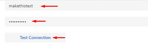 Username and password fields and the Test Connection button in VMMask