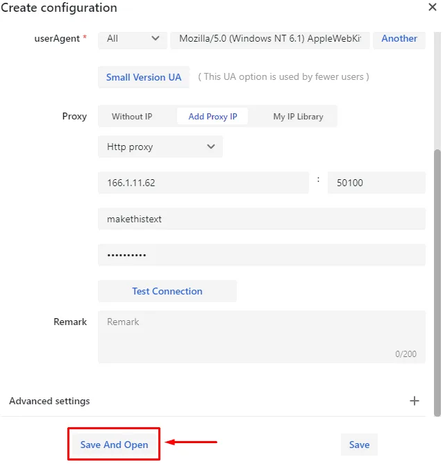Save and Save And Open buttons in the VMMask profile settings