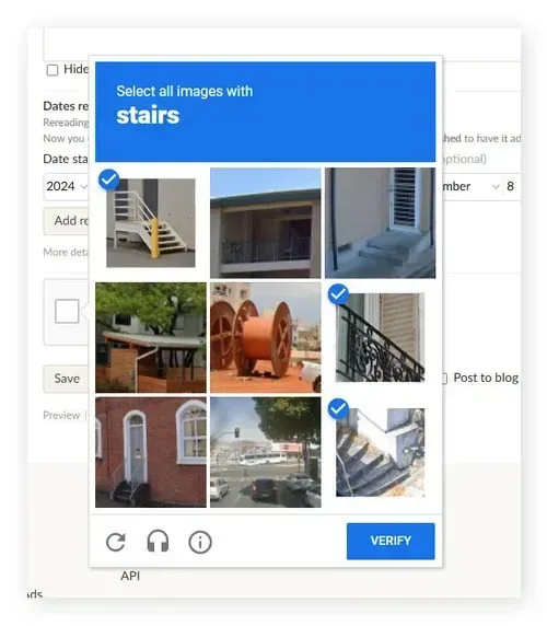 CAPTCHA with images of stairs for user verification