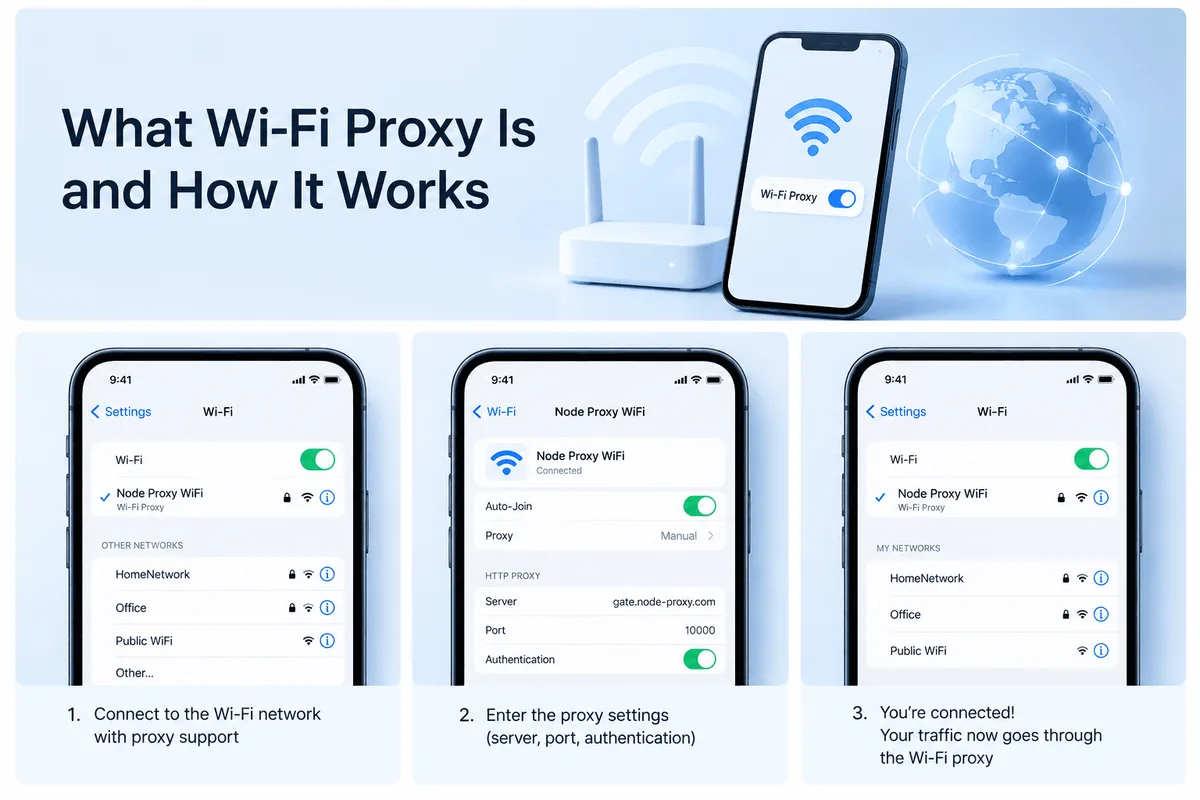 Выбор Wi-Fi-сети на смартфоне перед настройкой прокси / Selecting a Wi-Fi network on a smartphone before configuring a proxy