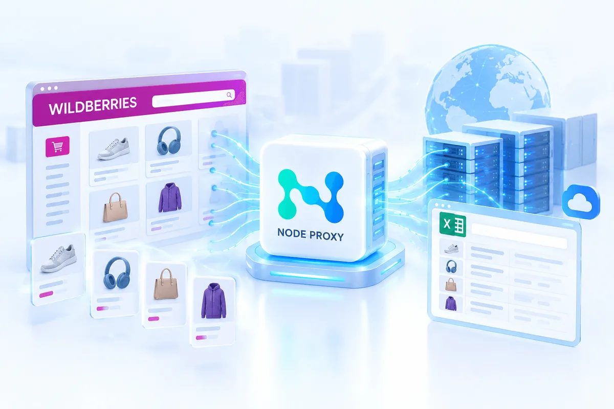 Настройка параметров резидентских прокси Node Proxy для парсинга Wildberries / Configuring Node Proxy residential proxy settings for Wildberries scraping