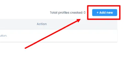 X-Browser interface with the new profile creation window and Add New button